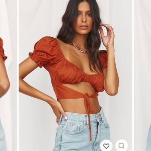 Burnt Orange Crop Tie Top
